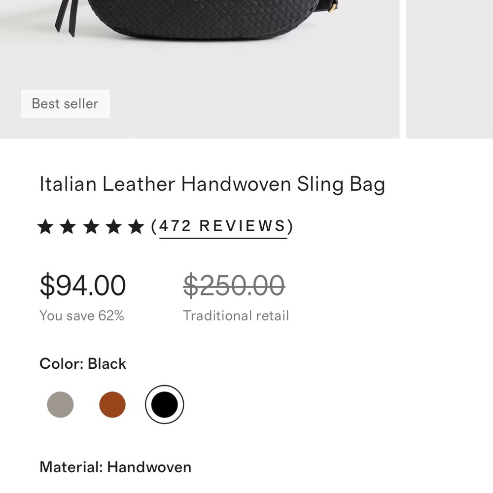 Quince Italian leather handwoven Crossbody Bag - Picture 3 of 3